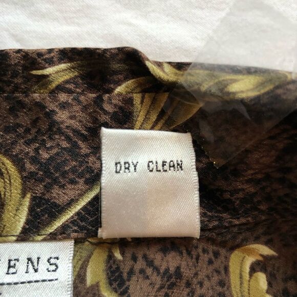 Valerie Steven Skirt set Silk Black/Brown/Gold long skirt button down blouse 6 - Picture 11 of 13